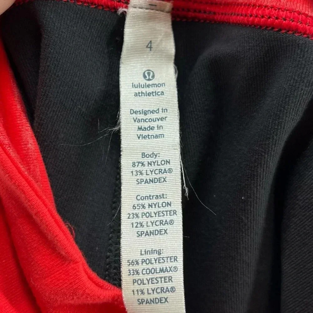 Lululemon Pants Womens Size 4 Gather & Crow Crop Athletic Workout Yoga Black Red - Picture 8 of 11